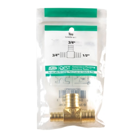 Nibco SharkBite 3/4 in. PEX X 1/2 in. D PEX Brass Reducing Tee UC444LFA